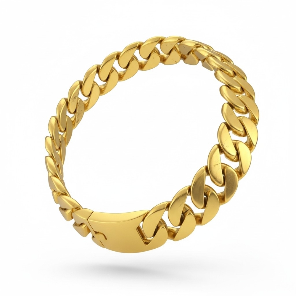 Gold Polished Stainless Steel Chunky Chainlink Necklace ▪︎ (316L) - Picture 3 of 12